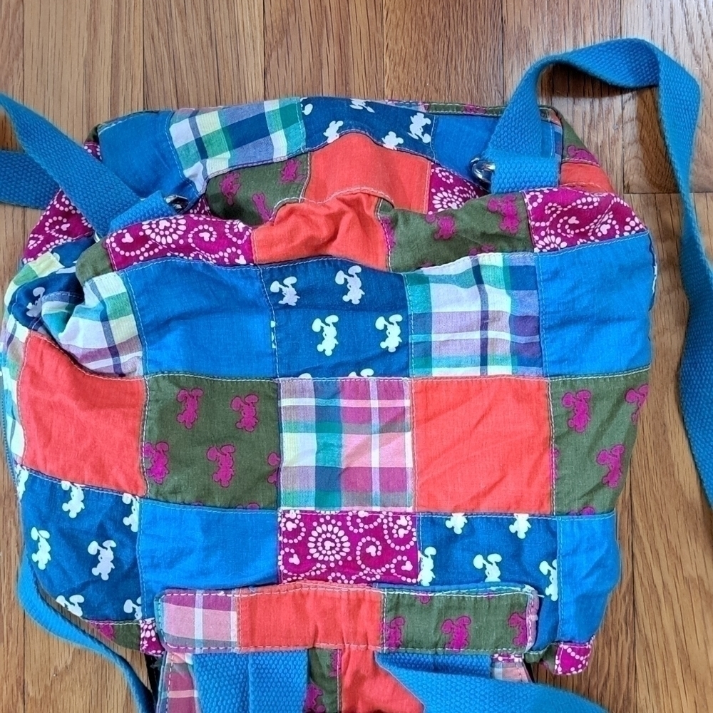 Authentic Disney Parks Backpack Madras Plaid Quilted Fabric 12" x 11" x 4" - Picture 6 of 15